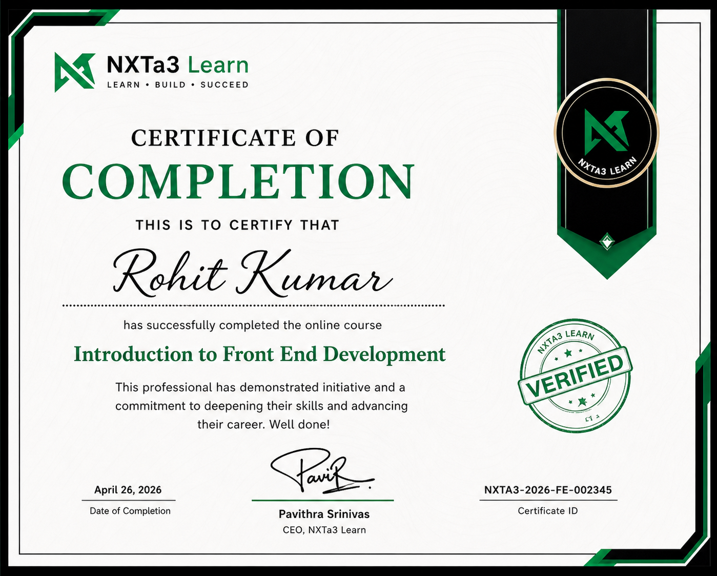 NXTa3 Learn certificate 1